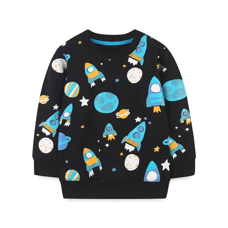 2-7T New Design Cotton Boys Sweatshirts Dinosaurs Fashion Children's Sport Shirts Long Sleeve Kids Autumn Spring Clothes