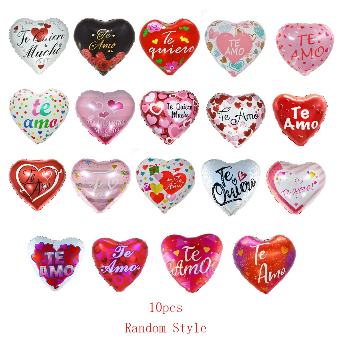 10pcs 18inch Valentine Spanish Love Heart Foil Balloons Te Amo Helium Balloon Wedding Valentine's Day Decorations Gifts - Idrilay 