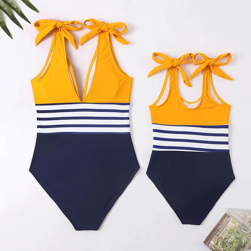 Mother Kids Girls Swimsuit Swimming Clothing Women Beach Bikini Bathing Suit Family Matching Swimwear Mummy Daughter Beachwear