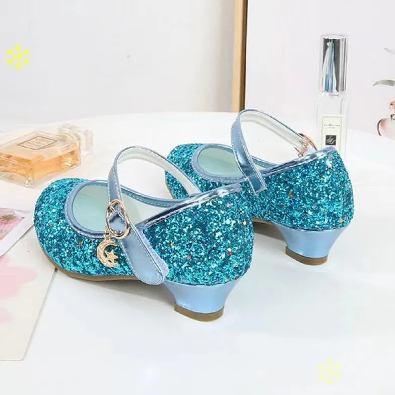 Girls Shoes Children High Heel Glitter Crystal Sandals Fashion Buckle Kids Princess Dance Shoe Student Performance Leather Shoes - Idrilay 