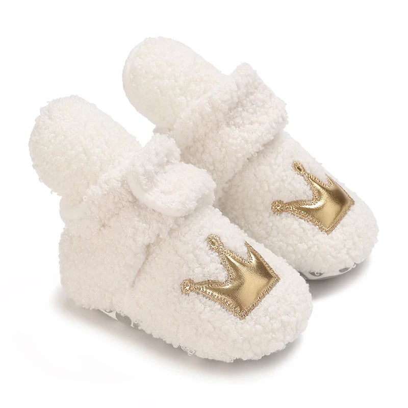 0-18M Lovely Warm Design Baby Girl Boy Toddler First Walkers Baby Shoes Soft Slippers Cute Shoes Winter Non-Slip Baby Warm Shoes