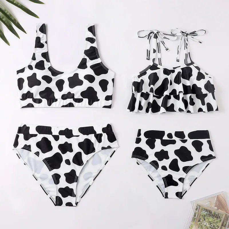 Mother Kids Girls Swimsuit Swimming Clothing Women Beach Bikini Bathing Suit Family Matching Swimwear Mummy Daughter Beachwear