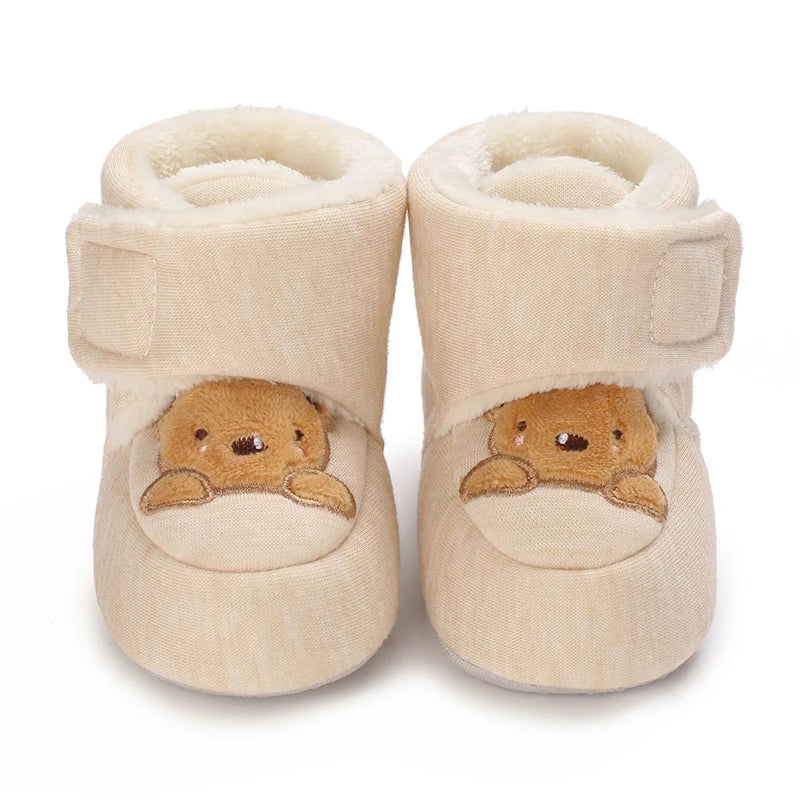 0-18M Lovely Warm Design Baby Girl Boy Toddler First Walkers Baby Shoes Soft Slippers Cute Shoes Winter Non-Slip Baby Warm Shoes