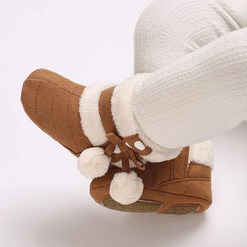 0-18M Lovely Warm Design Baby Girl Boy Toddler First Walkers Baby Shoes Soft Slippers Cute Shoes Winter Non-Slip Baby Warm Shoes