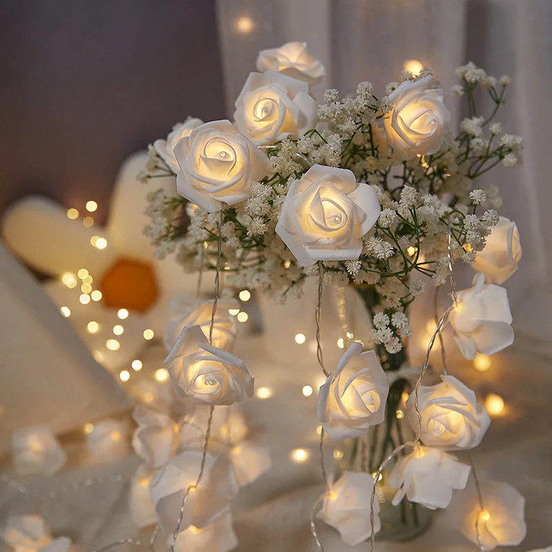 10LED Valentine's Day Rose String Lights Flower Garland Fairy Light Romantic Gift Valentine Anniversary Wedding Party Decoration - Idrilay 